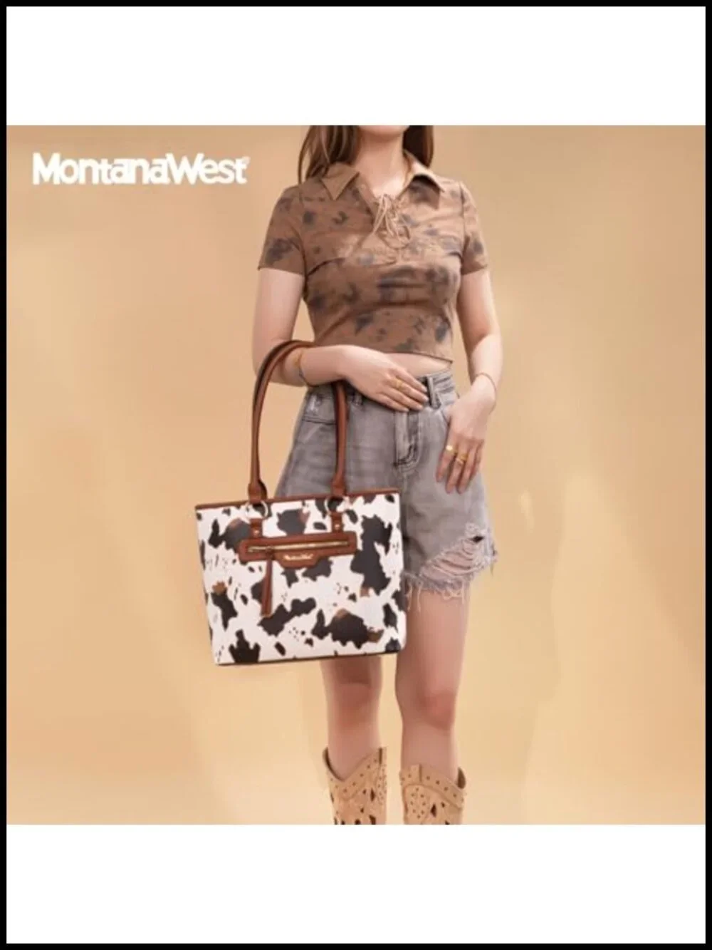 Vegan Leather Tote and Crossbody Bag Set for Women with Guitar Strap